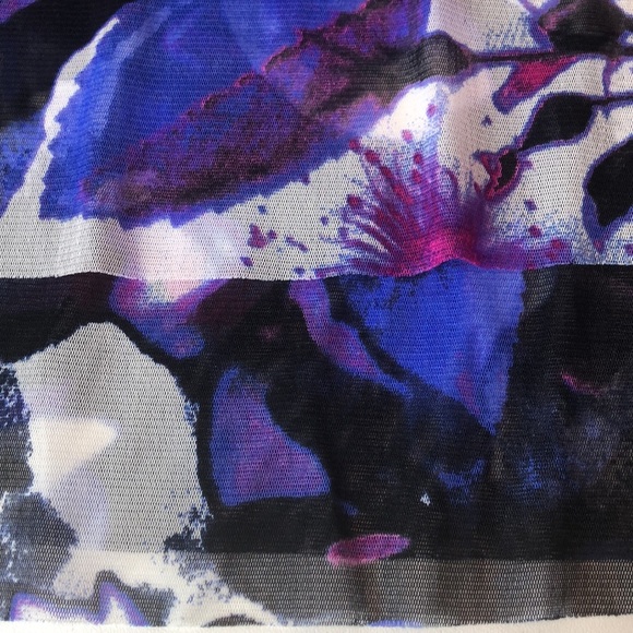 INC Floral Sheer Layered Top - Purple Blue Black Cutout Back Women's Medium - Picture 7 of 16